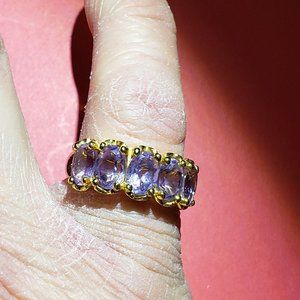 Gold Tone Simulated Purple Amethyst Ring